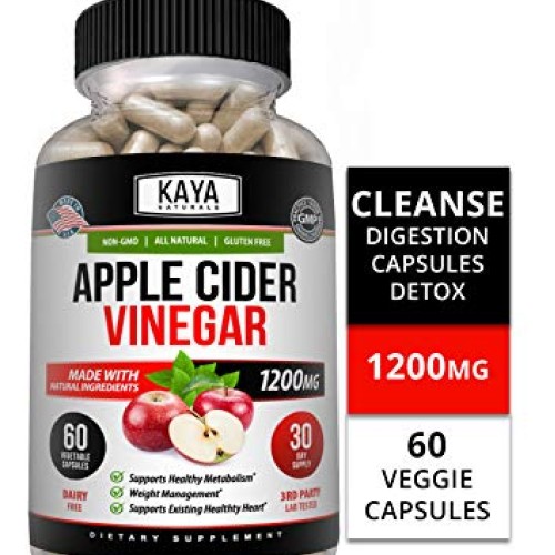 Kaya Naturals Apple Cider Vinegar Pills, 60 Count Capsules for Fa...