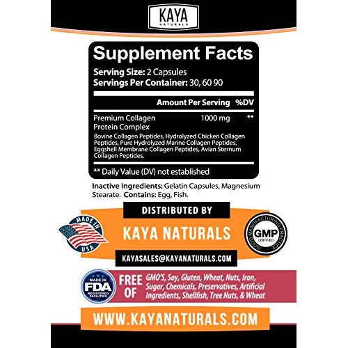 Kaya Naturals Collagen Complex, 60 Count Capsules for Anti-Aging,...