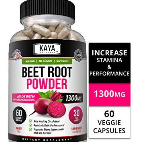 Kaya Naturals Organic Beet Root Powder 1300mg Per Serving 60 Vegg...