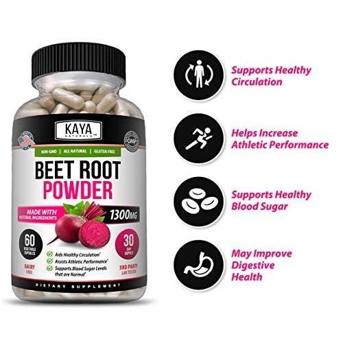 Kaya Naturals Organic Beet Root Powder 1300mg Per Serving 60 Vegg...