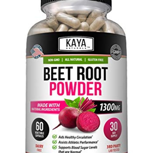 Kaya Naturals Organic Beet Root Powder 1300mg Per Serving 60 Vegg...