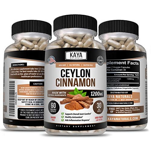 Kaya Naturals Organic Ceylon Cinnamon 1200mg per Serving, 60 Coun...