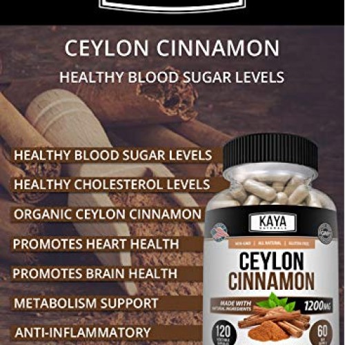Kaya Naturals Organic Ceylon Cinnamon 1200mg per Serving, 60 Coun...