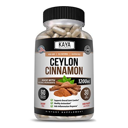 Kaya Naturals Organic Ceylon Cinnamon 1200mg per Serving, 60 Coun...