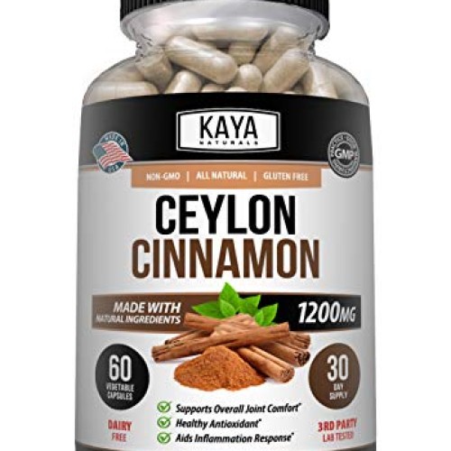 Kaya Naturals Organic Ceylon Cinnamon 1200mg per Serving, 60 Coun...