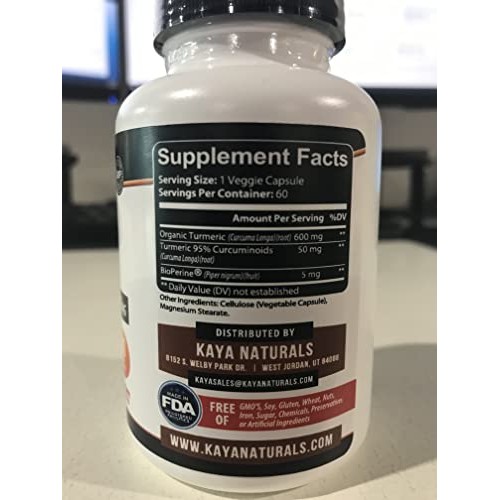 Kaya Naturals Turmeric Nature Made Bioperine, Premium Pain Relief...