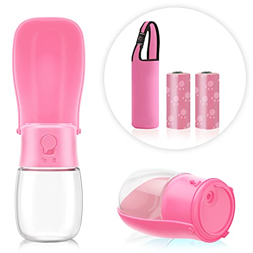 Dog Water Bottle with 30pcs Strong Poop Bags and Pet Cup Carry Pr...