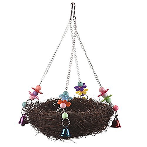 Keersi Natural Rattan Winter Warm Nest Medium Large Bird Swing wi...