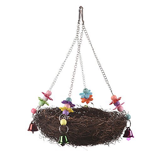 Keersi Natural Rattan Winter Warm Nest Medium Large Bird Swing wi...