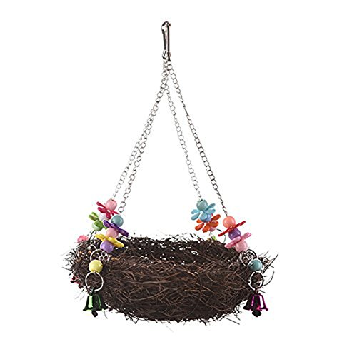 Keersi Natural Rattan Winter Warm Nest Medium Large Bird Swing wi...