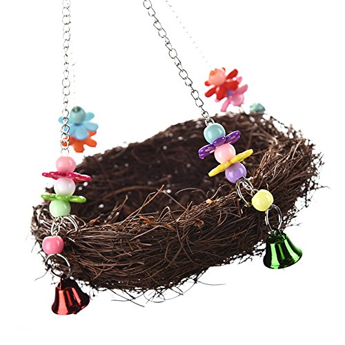 Keersi Natural Rattan Winter Warm Nest Medium Large Bird Swing wi...