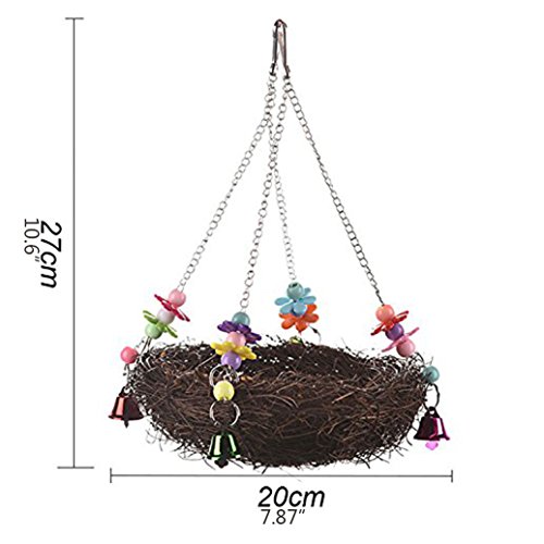 Keersi Natural Rattan Winter Warm Nest Medium Large Bird Swing wi...