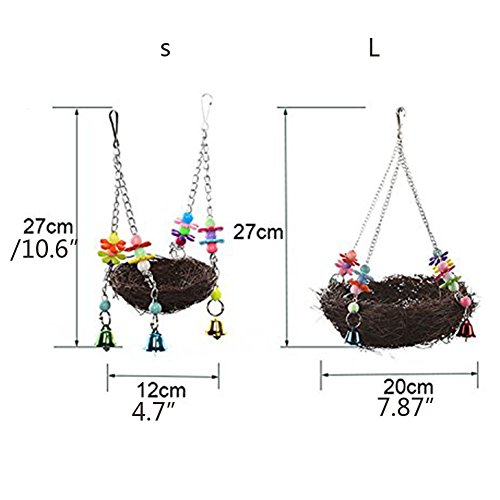 Keersi Natural Rattan Winter Warm Nest Medium Large Bird Swing wi...