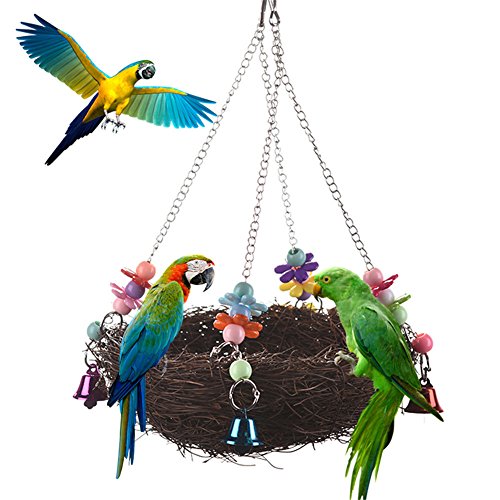 Keersi Natural Rattan Winter Warm Nest Medium Large Bird Swing wi...