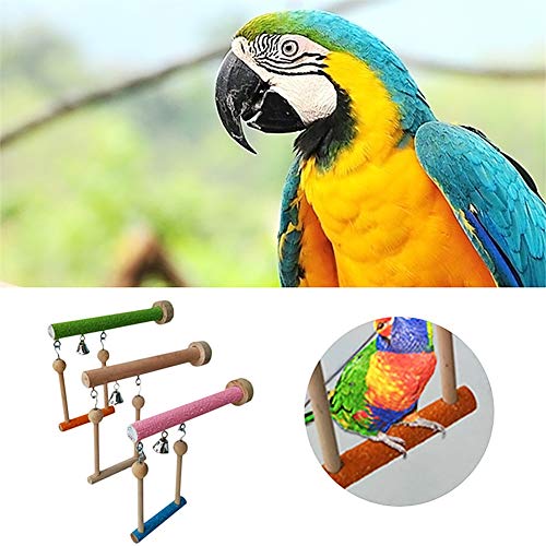 Keersi Wood Perch Toy with Bell for Bird Parrot Parakeet Cockatie...
