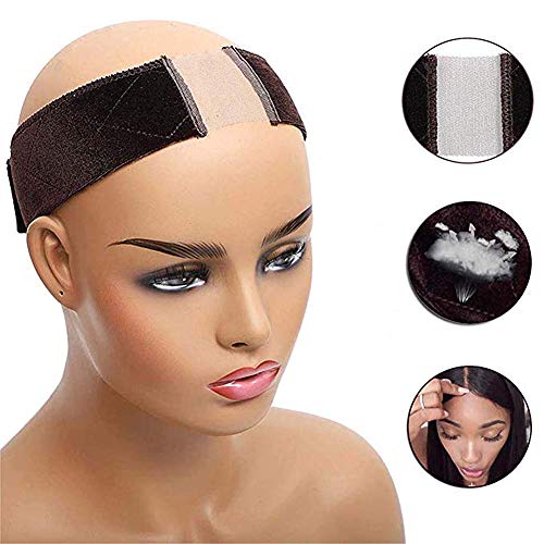keland 2 Pack Elastic Lace Wig Grip Band Adjustable Headband Velv...