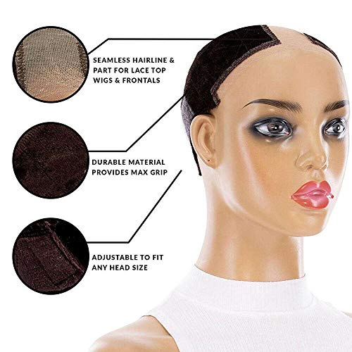 keland 2 Pack Elastic Lace Wig Grip Band Adjustable Headband Velv...
