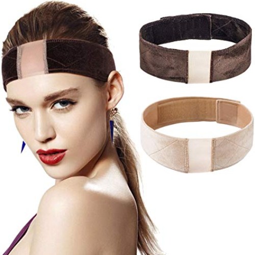 keland 2 Pack Elastic Lace Wig Grip Band Adjustable Headband Velv...