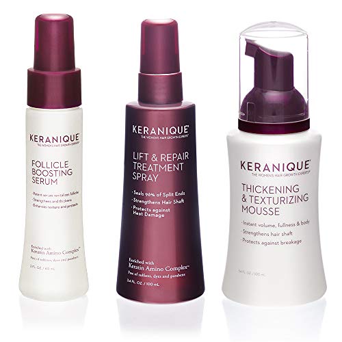 Keranique Thickineing Mousse, Follicle Boosting Serum and Instant...