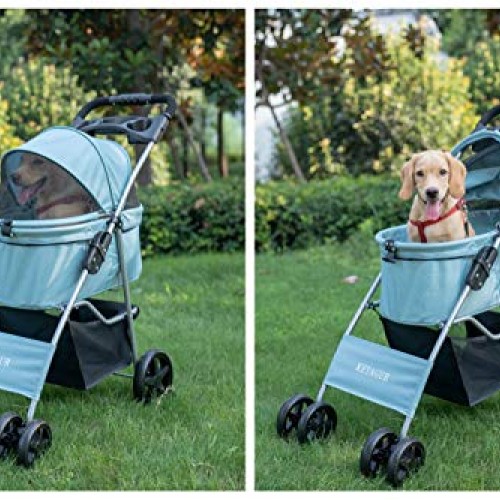KETAGUR 4 Wheel Pet Stroller for Small Medium Dogs & Cats, Foldab...
