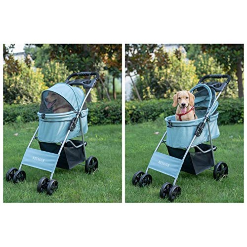 KETAGUR 4 Wheel Pet Stroller for Small Medium Dogs & Cats, Foldab...