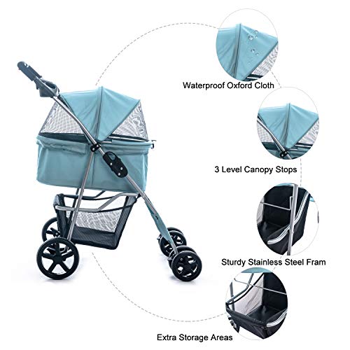 KETAGUR 4 Wheel Pet Stroller for Small Medium Dogs & Cats, Foldab...