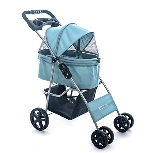 KETAGUR 4 Wheel Pet Stroller for Small Medium Dogs & Cats, Foldab...
