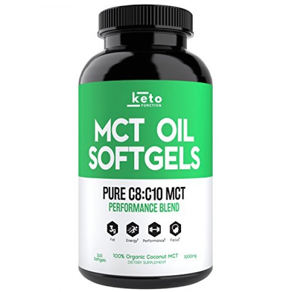 KETO Function MCT Oil Capsules - 240 Organic C8 MCT Pills ...