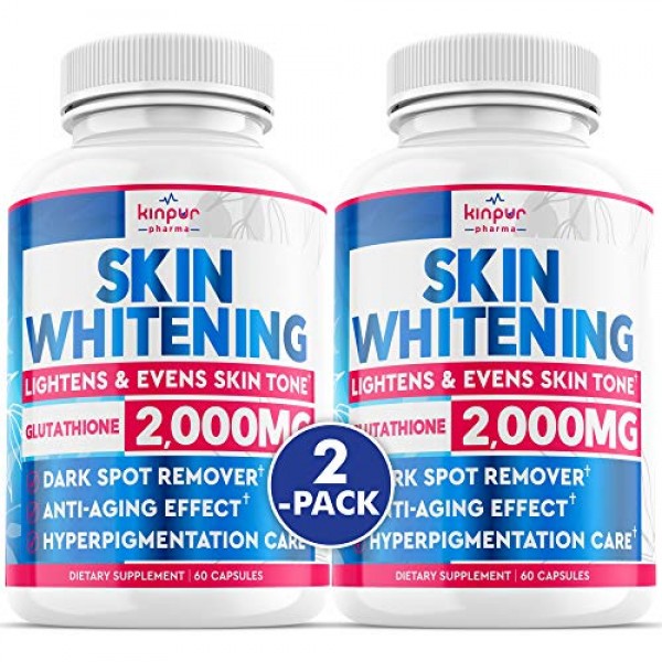 2 Pack Glutathione Whitening Pills - Help with Dark Spots, Scar...