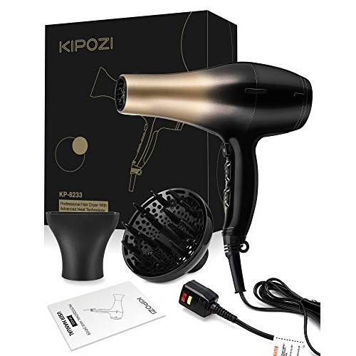 KIPOZI 1875W Hair Dryer, Negative Ionic Blow Dryer, Salon Grade P...
