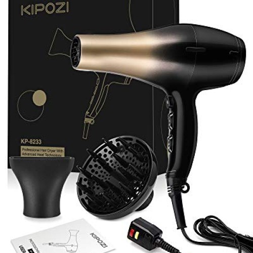KIPOZI 1875W Hair Dryer, Negative Ionic Blow Dryer, Salon Grade P...