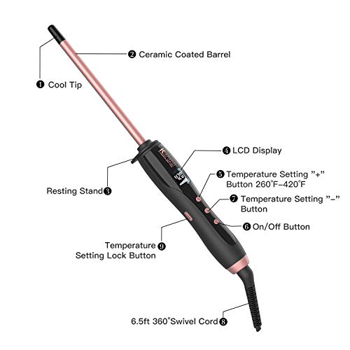 KIPOZI Thin Curling Wand, 3/10 Inch Small Curling Wand for Short ...