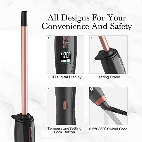 KIPOZI Thin Curling Wand, 3/10 Inch Small Curling Wand for Short ...