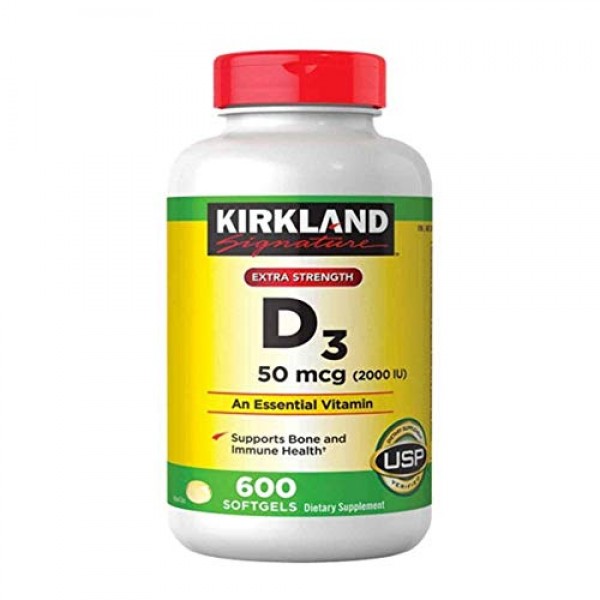 Kirkland Signature Maximum Strength Vitamin D3 2000 I.U. 600 Soft...