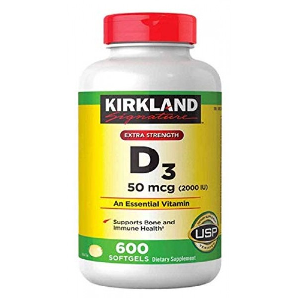 Kirkland Signature Maximum Strength Vitamin D3 2000 I.U. 600 Soft...