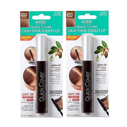 Kiss Colors Quick Cover Gray Hair Touch Up Brush Natural Medium B...
