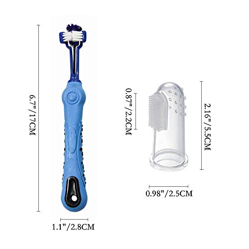 Kiwochy 6 PCS Three Sided Pet Toothbrush Dog Tooth Brush Silicone...