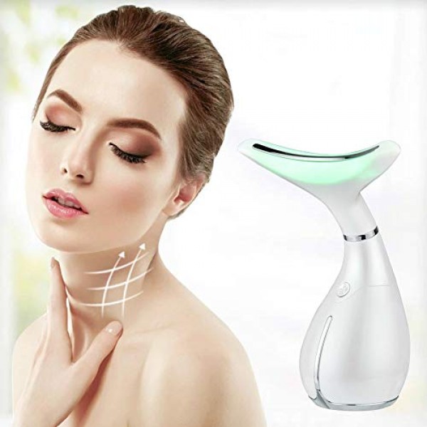Facial neck massager anti-wrinkle, LED Photon Therapy Neck and Fa...