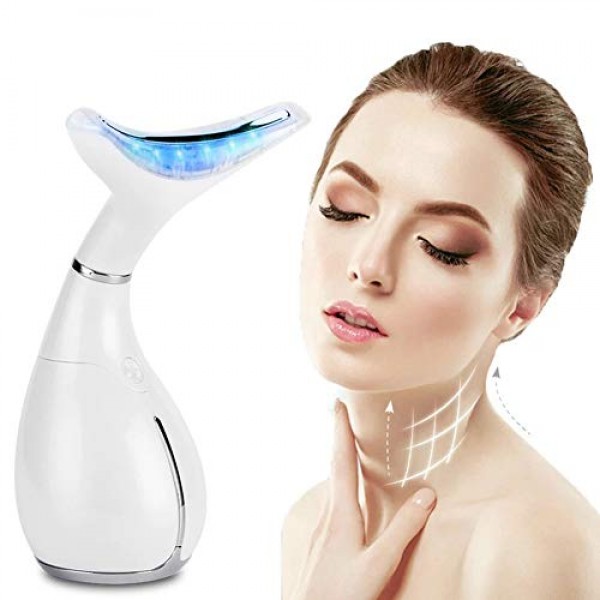 Facial neck massager anti-wrinkle, LED Photon Therapy Neck and Fa...