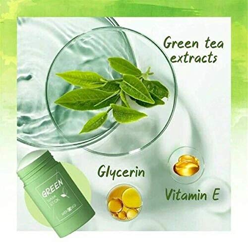 2PCS Green Tea Purifying Clay Stick Mask, Face Moisturizes Oil Co...