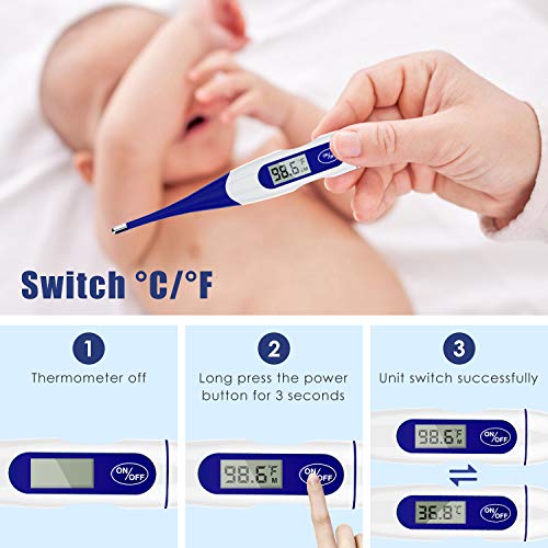 Oral Thermometer Fever Basal Body Thermometer with Flexible Water...