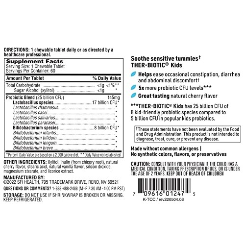 Klaire Labs Ther-Biotic Kids Chewable Probiotic - 25b CFU Lactoba...