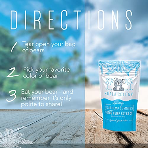 Koala Colony Hemp Gummies, 500mg Natural Hemp Extract, Sour Hemp-...