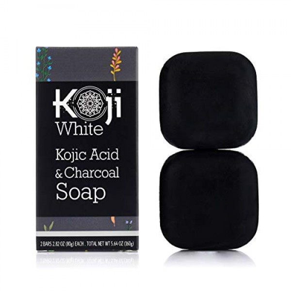 Koji White Kojic Acid & Charcoal Black Soap 2.82 oz / 2 Bars - ...