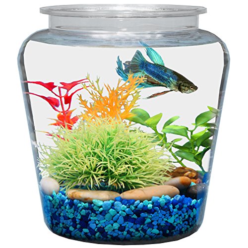 Koller Products 1-Gallon Fish Bowl, Shatterproof Plastic with Cry...