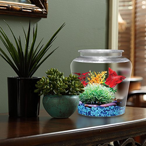 Koller Products 1-Gallon Fish Bowl, Shatterproof Plastic with Cry...