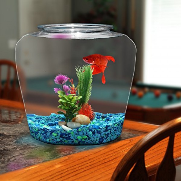 Koller Products 2 Gallon Fish Bowl - Impact-Resistant Plastic, Cl...