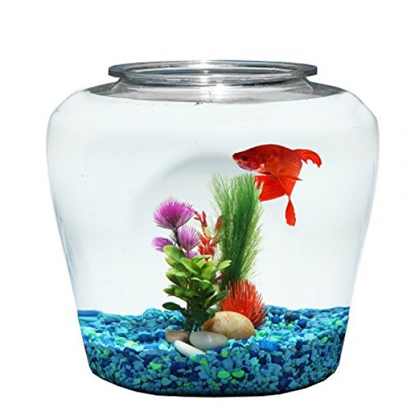 Koller Products 2 Gallon Fish Bowl - Impact-Resistant Plastic, Cl...