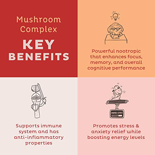 KOS Mushroom Complex Capsules - Nootropic Supplement with Lions M...