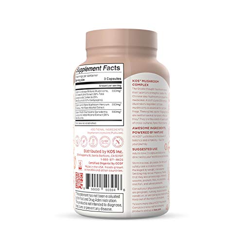 KOS Mushroom Complex Capsules - Nootropic Supplement with Lions M...